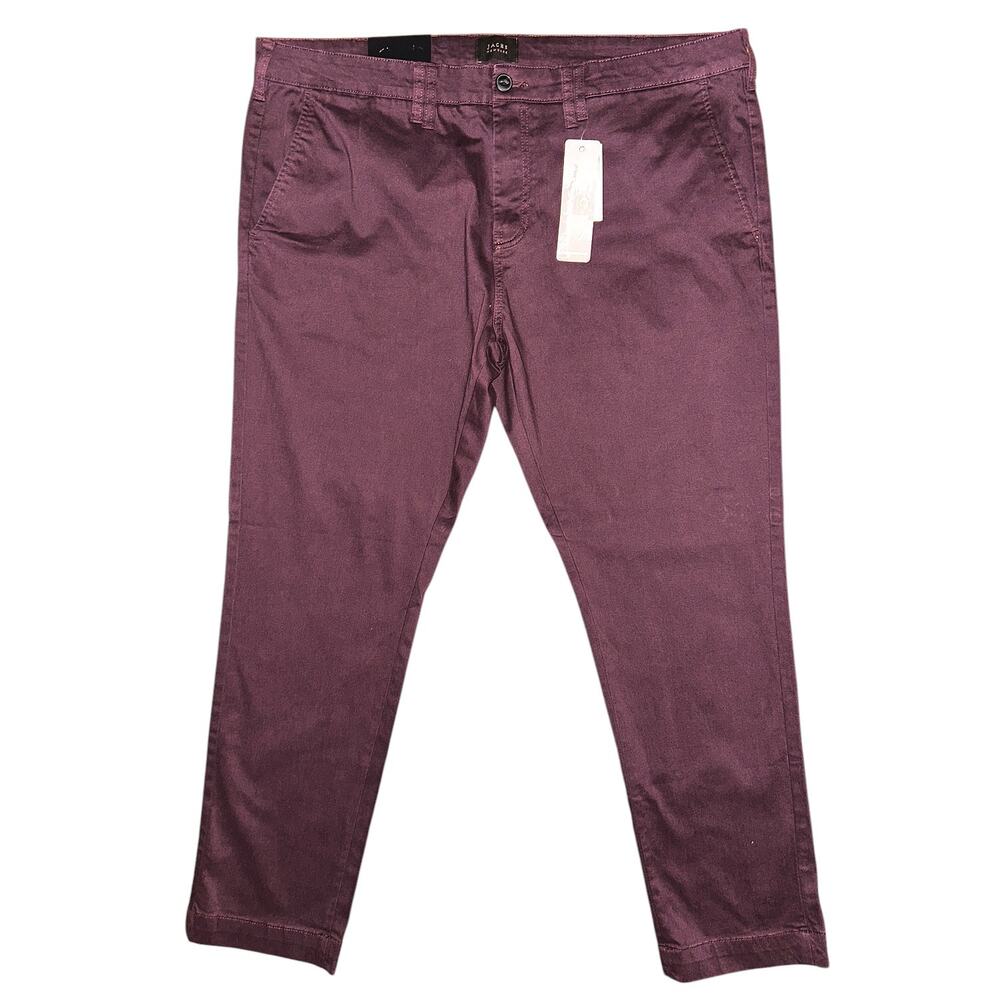 NWT Jachs NY Slim Fit Mid-Rise Tapered Leg Pants Burgundy 40X30